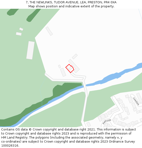 7, THE NEWLINKS, TUDOR AVENUE, LEA, PRESTON, PR4 0XA: Location map and indicative extent of plot