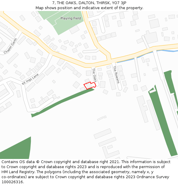 7, THE OAKS, DALTON, THIRSK, YO7 3JP: Location map and indicative extent of plot