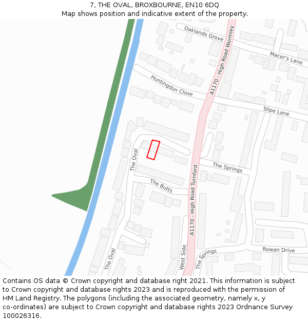 7, THE OVAL, BROXBOURNE, EN10 6DQ: Location map and indicative extent of plot