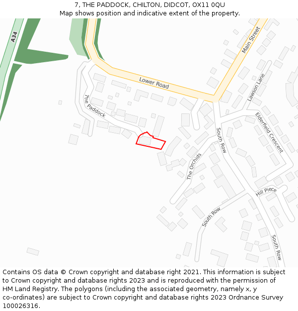 7, THE PADDOCK, CHILTON, DIDCOT, OX11 0QU: Location map and indicative extent of plot