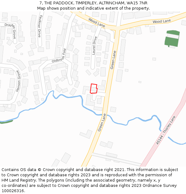 7, THE PADDOCK, TIMPERLEY, ALTRINCHAM, WA15 7NR: Location map and indicative extent of plot