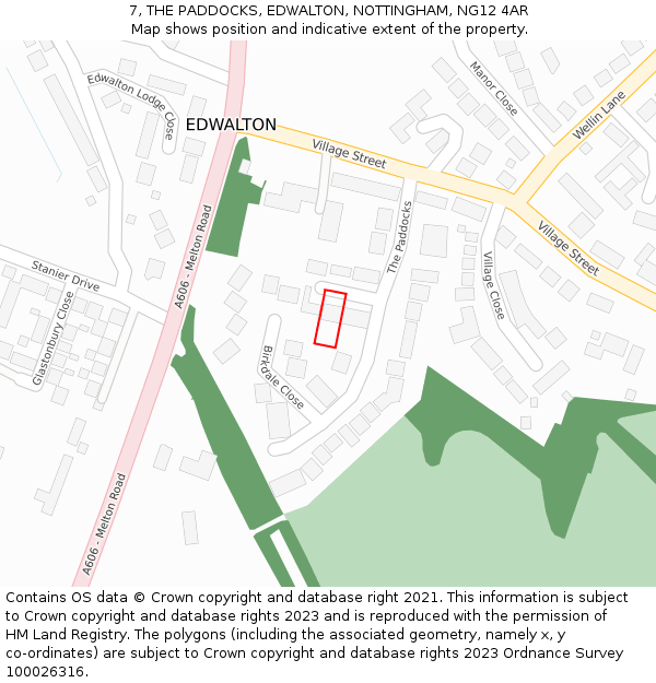 7, THE PADDOCKS, EDWALTON, NOTTINGHAM, NG12 4AR: Location map and indicative extent of plot