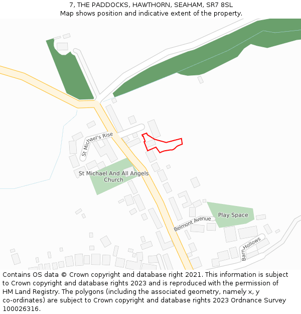 7, THE PADDOCKS, HAWTHORN, SEAHAM, SR7 8SL: Location map and indicative extent of plot