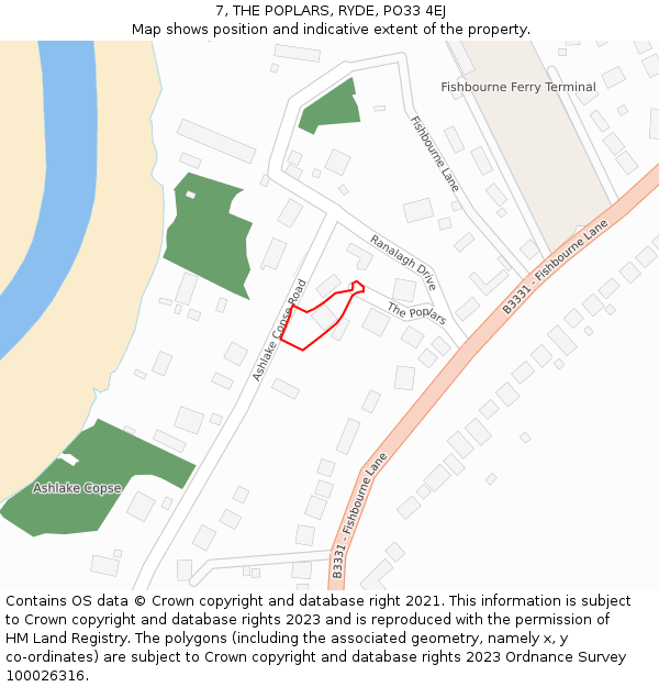 7, THE POPLARS, RYDE, PO33 4EJ: Location map and indicative extent of plot