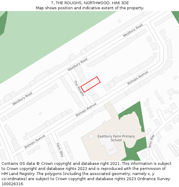 7, THE ROUGHS, NORTHWOOD, HA6 3DE: Location map and indicative extent of plot