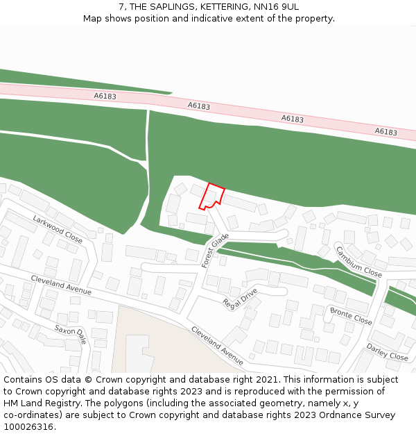 7, THE SAPLINGS, KETTERING, NN16 9UL: Location map and indicative extent of plot