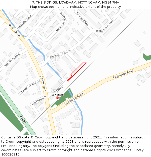 7, THE SIDINGS, LOWDHAM, NOTTINGHAM, NG14 7HH: Location map and indicative extent of plot