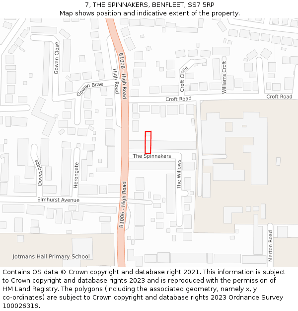 7, THE SPINNAKERS, BENFLEET, SS7 5RP: Location map and indicative extent of plot