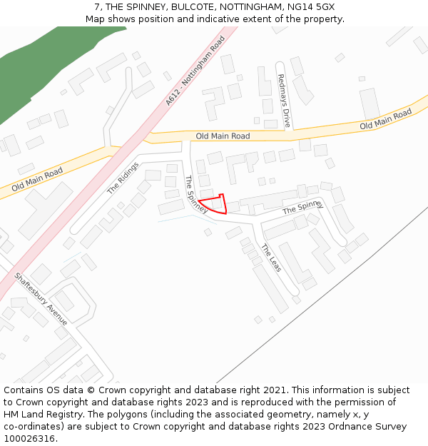7, THE SPINNEY, BULCOTE, NOTTINGHAM, NG14 5GX: Location map and indicative extent of plot