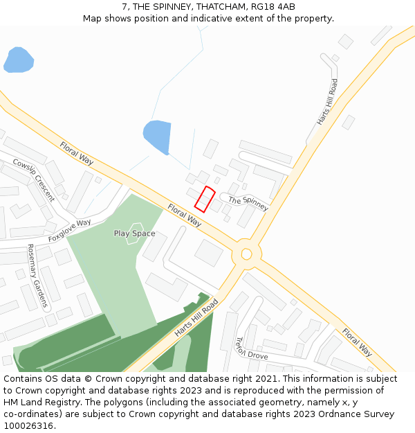 7, THE SPINNEY, THATCHAM, RG18 4AB: Location map and indicative extent of plot