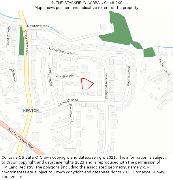 7, THE STACKFIELD, WIRRAL, CH48 9XS: Location map and indicative extent of plot