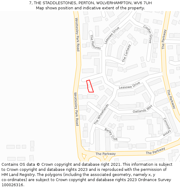 7, THE STADDLESTONES, PERTON, WOLVERHAMPTON, WV6 7UH: Location map and indicative extent of plot