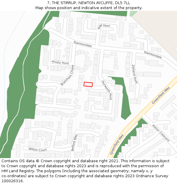 7, THE STIRRUP, NEWTON AYCLIFFE, DL5 7LL: Location map and indicative extent of plot