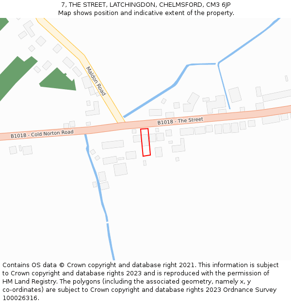 7, THE STREET, LATCHINGDON, CHELMSFORD, CM3 6JP: Location map and indicative extent of plot