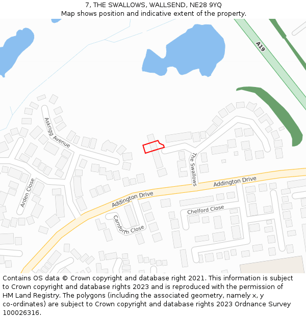 7, THE SWALLOWS, WALLSEND, NE28 9YQ: Location map and indicative extent of plot