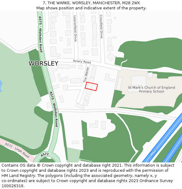 7, THE WARKE, WORSLEY, MANCHESTER, M28 2WX: Location map and indicative extent of plot