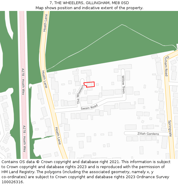 7, THE WHEELERS, GILLINGHAM, ME8 0SD: Location map and indicative extent of plot
