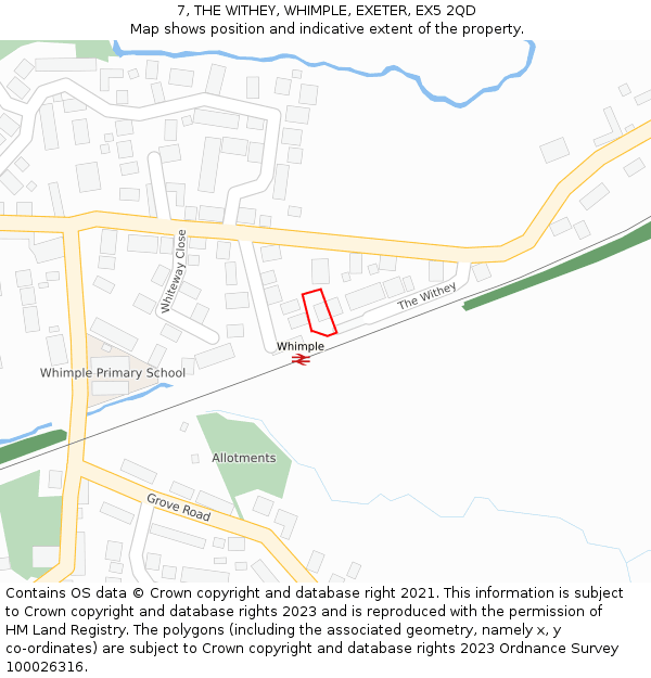 7, THE WITHEY, WHIMPLE, EXETER, EX5 2QD: Location map and indicative extent of plot