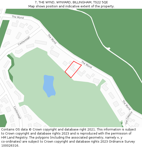 7, THE WYND, WYNYARD, BILLINGHAM, TS22 5QE: Location map and indicative extent of plot