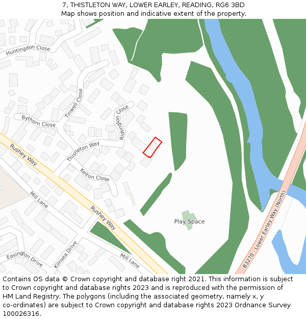 7, THISTLETON WAY, LOWER EARLEY, READING, RG6 3BD: Location map and indicative extent of plot