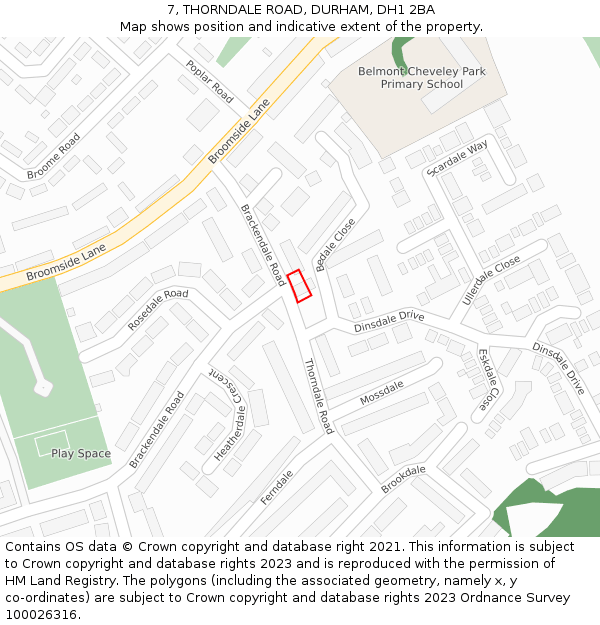 7, THORNDALE ROAD, DURHAM, DH1 2BA: Location map and indicative extent of plot