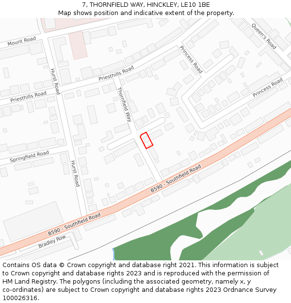 7, THORNFIELD WAY, HINCKLEY, LE10 1BE: Location map and indicative extent of plot