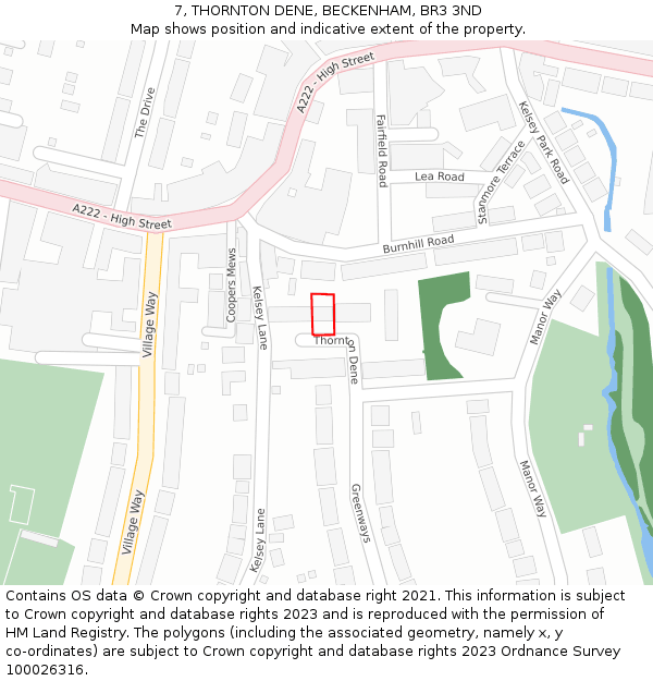 7, THORNTON DENE, BECKENHAM, BR3 3ND: Location map and indicative extent of plot