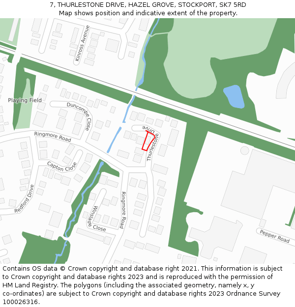 7, THURLESTONE DRIVE, HAZEL GROVE, STOCKPORT, SK7 5RD: Location map and indicative extent of plot