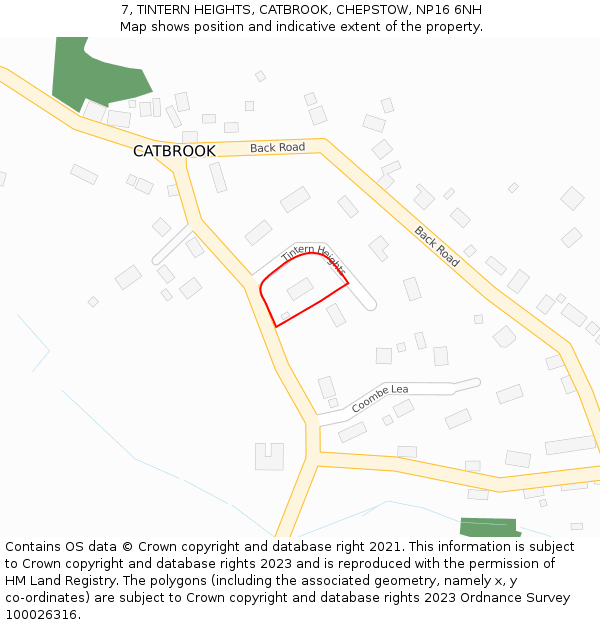 7, TINTERN HEIGHTS, CATBROOK, CHEPSTOW, NP16 6NH: Location map and indicative extent of plot