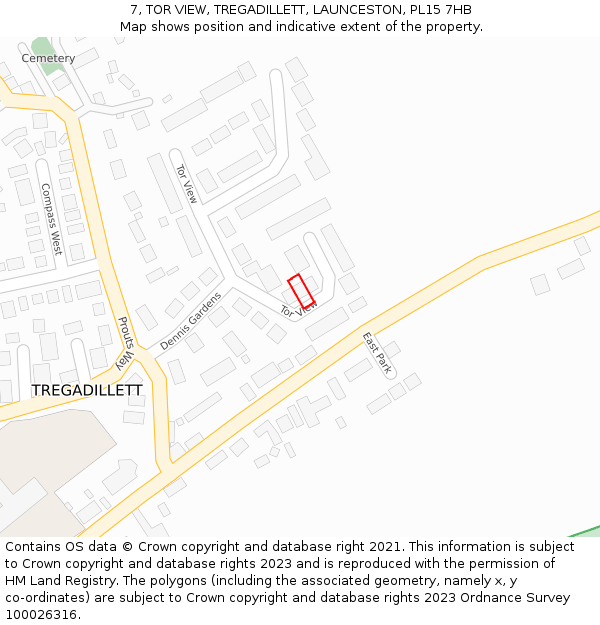 7, TOR VIEW, TREGADILLETT, LAUNCESTON, PL15 7HB: Location map and indicative extent of plot