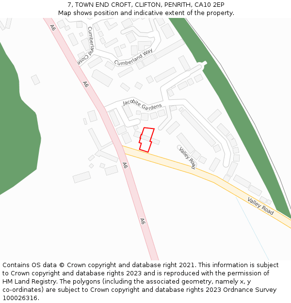 7, TOWN END CROFT, CLIFTON, PENRITH, CA10 2EP: Location map and indicative extent of plot