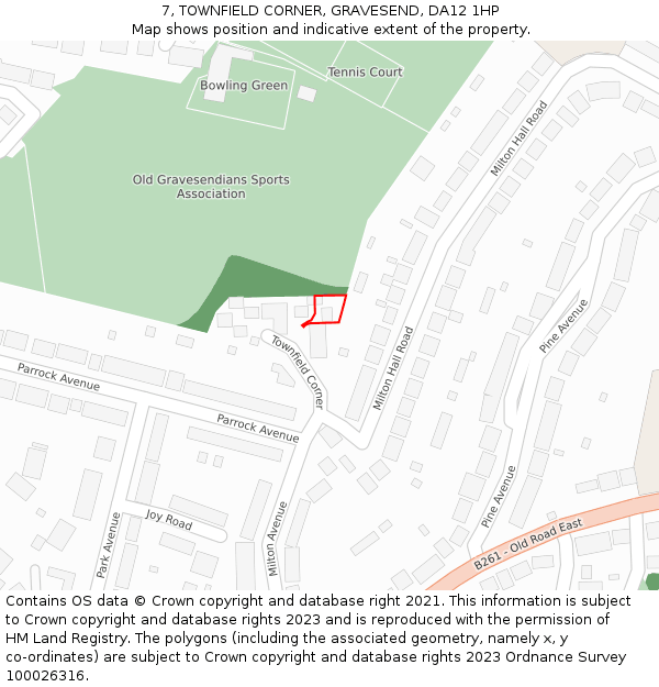 7, TOWNFIELD CORNER, GRAVESEND, DA12 1HP: Location map and indicative extent of plot
