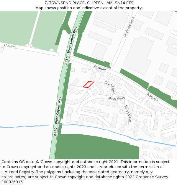 7, TOWNSEND PLACE, CHIPPENHAM, SN14 0TS: Location map and indicative extent of plot