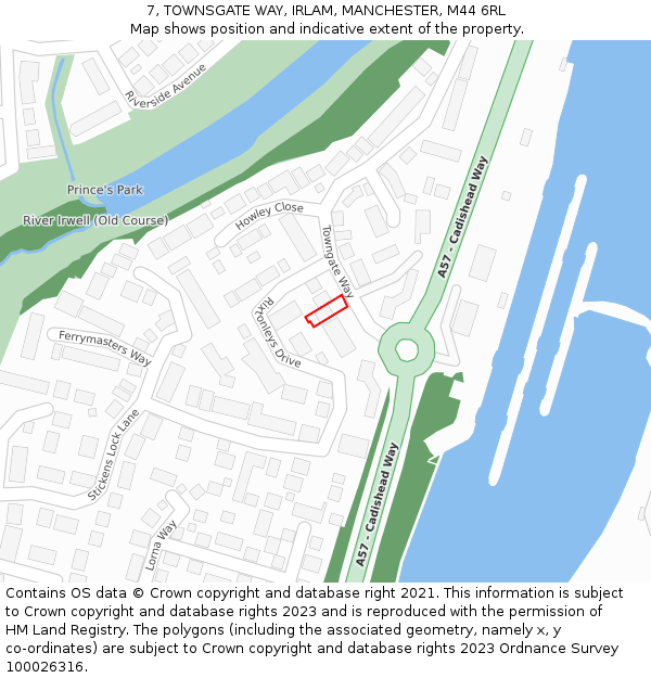 7, TOWNSGATE WAY, IRLAM, MANCHESTER, M44 6RL: Location map and indicative extent of plot