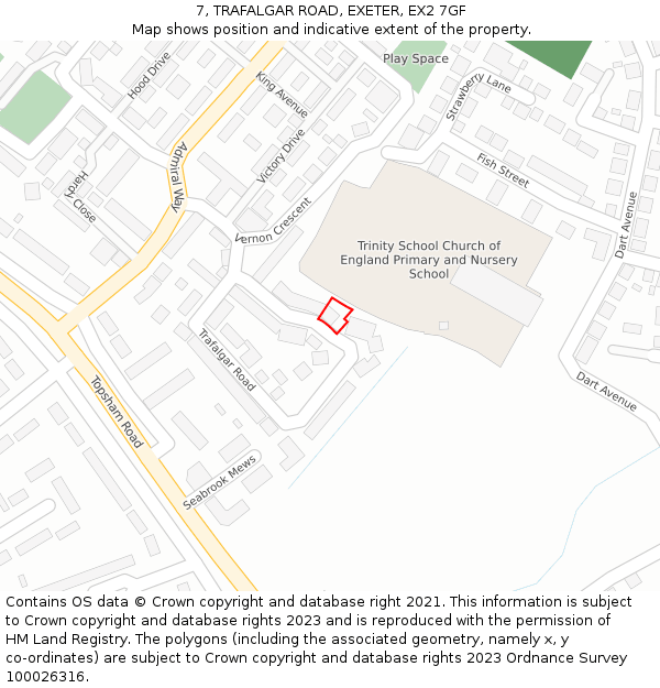 7, TRAFALGAR ROAD, EXETER, EX2 7GF: Location map and indicative extent of plot