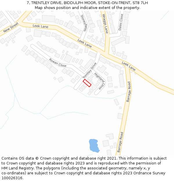 7, TRENTLEY DRIVE, BIDDULPH MOOR, STOKE-ON-TRENT, ST8 7LH: Location map and indicative extent of plot