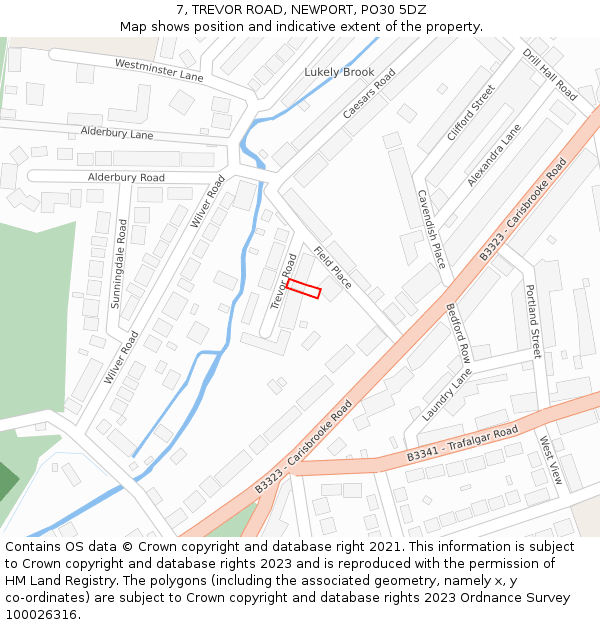 7, TREVOR ROAD, NEWPORT, PO30 5DZ: Location map and indicative extent of plot