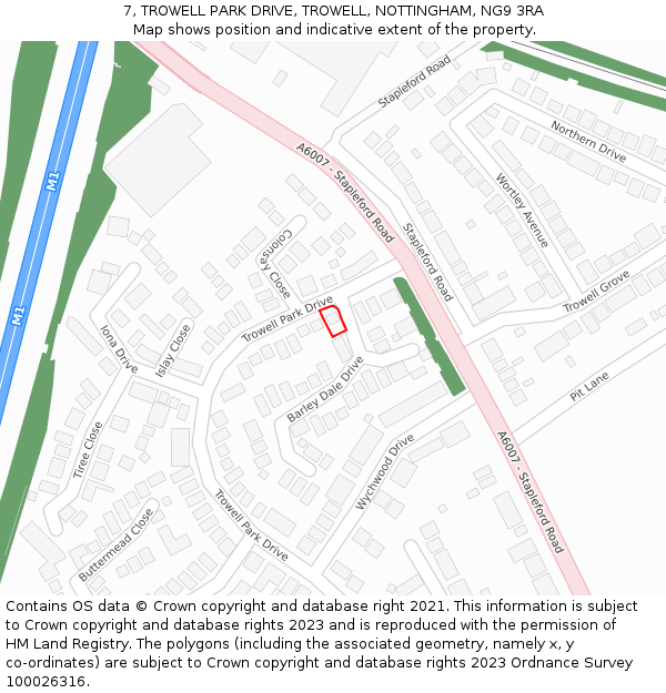 7, TROWELL PARK DRIVE, TROWELL, NOTTINGHAM, NG9 3RA: Location map and indicative extent of plot