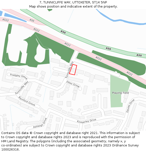 7, TUNNICLIFFE WAY, UTTOXETER, ST14 5NP: Location map and indicative extent of plot