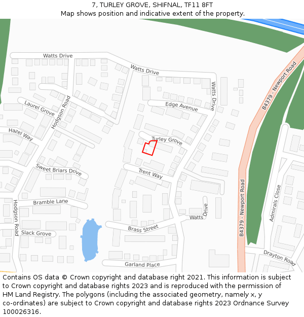 7, TURLEY GROVE, SHIFNAL, TF11 8FT: Location map and indicative extent of plot