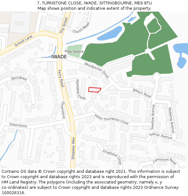 7, TURNSTONE CLOSE, IWADE, SITTINGBOURNE, ME9 8TU: Location map and indicative extent of plot