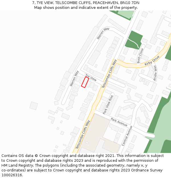 7, TYE VIEW, TELSCOMBE CLIFFS, PEACEHAVEN, BN10 7DN: Location map and indicative extent of plot