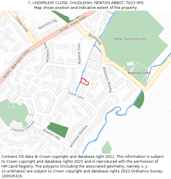 7, UNDERLEAT CLOSE, CHUDLEIGH, NEWTON ABBOT, TQ13 0PS: Location map and indicative extent of plot