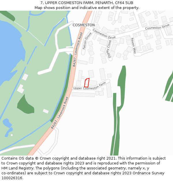 7, UPPER COSMESTON FARM, PENARTH, CF64 5UB: Location map and indicative extent of plot
