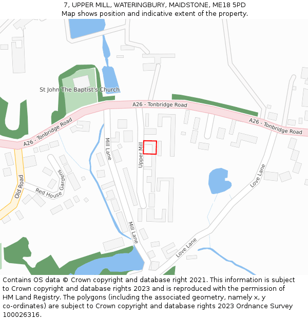 7, UPPER MILL, WATERINGBURY, MAIDSTONE, ME18 5PD: Location map and indicative extent of plot