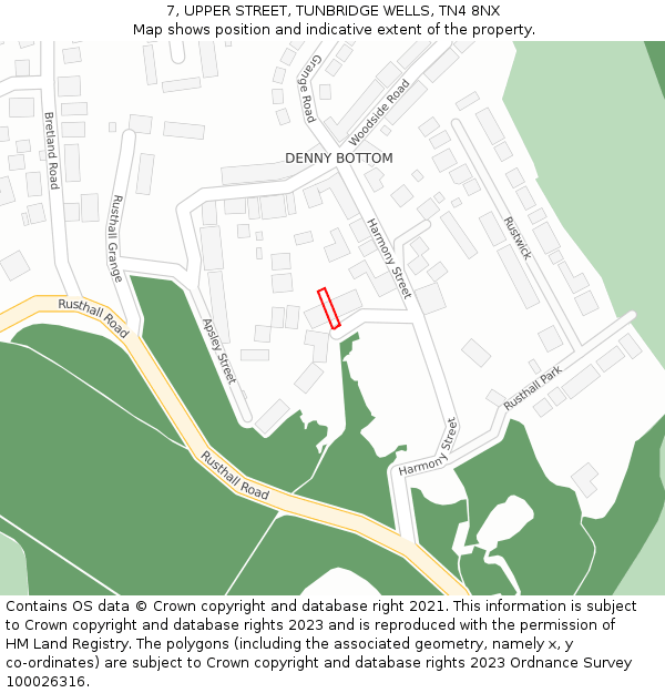 7, UPPER STREET, TUNBRIDGE WELLS, TN4 8NX: Location map and indicative extent of plot