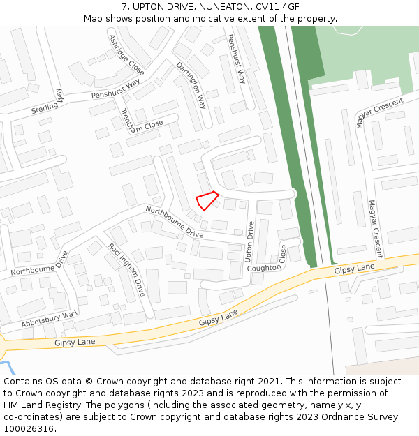 7, UPTON DRIVE, NUNEATON, CV11 4GF: Location map and indicative extent of plot