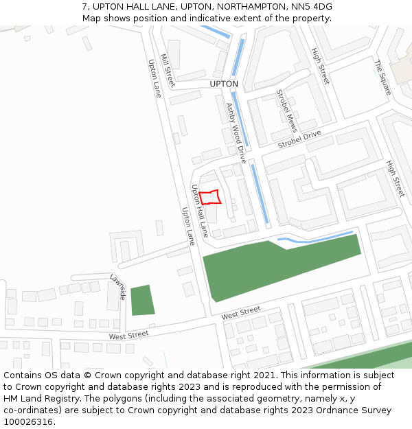 7, UPTON HALL LANE, UPTON, NORTHAMPTON, NN5 4DG: Location map and indicative extent of plot