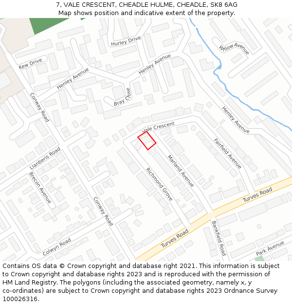 7, VALE CRESCENT, CHEADLE HULME, CHEADLE, SK8 6AG: Location map and indicative extent of plot