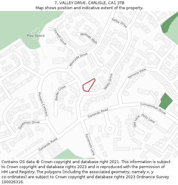 7, VALLEY DRIVE, CARLISLE, CA1 3TB: Location map and indicative extent of plot
